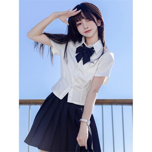 JIC山川股份有限公司原Jk衬衫女子泰国校服蓝色上衣夏季短袖细腰