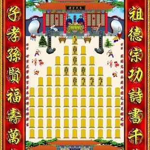 家谱族谱挂布定制代写改尺寸纯棉布挂画老祖宗老式高清吉祥全套彩