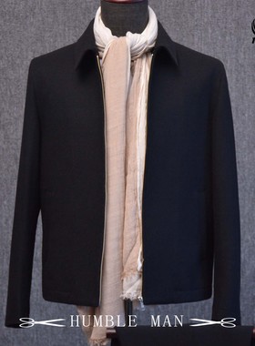 HUMBLE MAN秋冬黑色全羊毛呢夹克进口弹力里布高端时尚休闲男外套