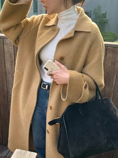 现韩国代购东大门toogood娃娃领苏丽阿尔巴卡羊驼毛大衣手工外套