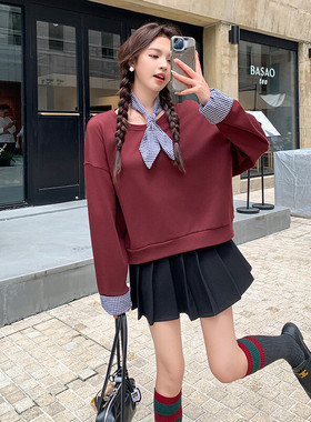 2025秋季现货主推韩系假两件配丝巾2C087-2508-P105-K149