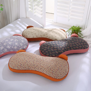 2025新款全棉纯棉双层纱碎花熊猫全荞麦护颈枕头成人枕芯