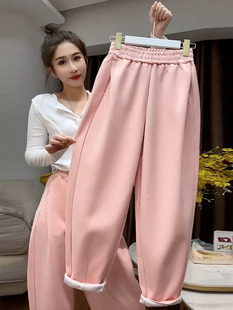 女裤 欧洲站2023秋季 九分束脚卫裤 宽松显瘦萝卜裤 子 洋气高腰奶奶裤