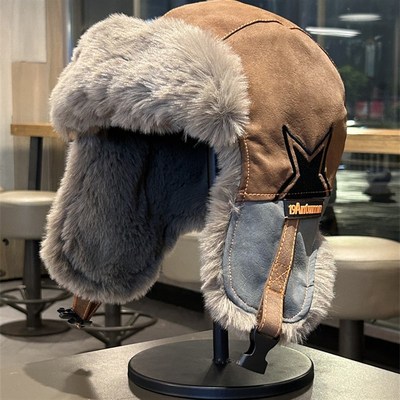 雷锋帽男款东北冬季保暖大头围防寒防风护耳2025新款加绒加厚撞色