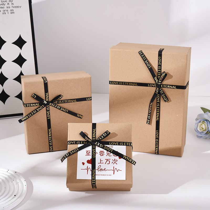 牛皮纸方形圆角礼盒小红书烘焙天地盖包装盒伴手礼礼品盒空盒