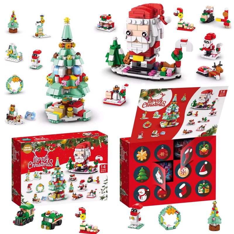 圣诞倒数日历盲盒儿童积木创意洞洞乐圣诞老人玩具小礼品