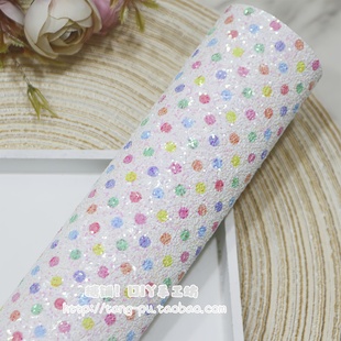 DIY发饰拼豆烫豆格利特材料 大亮片印可爱彩色圆点闪粉皮革布