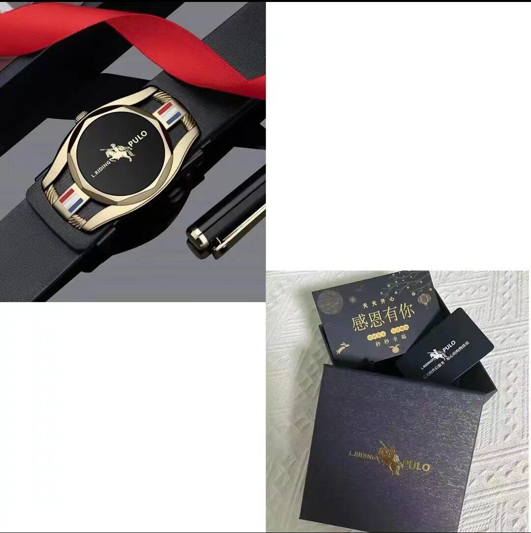 保罗男士新款皮带自动腰带品牌高端牛皮中青年休闲商务裤腰带正品