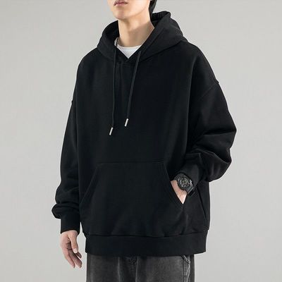 卫衣男款春秋季连帽长袖外套美式潮牌纯色运动青少年男生薄款上衣