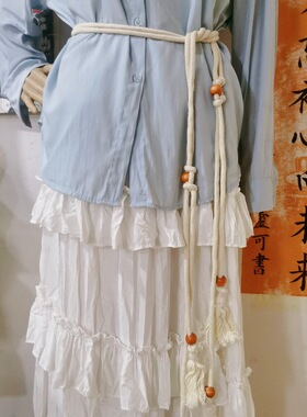 腰带棉麻女编织棉绳腰带文艺