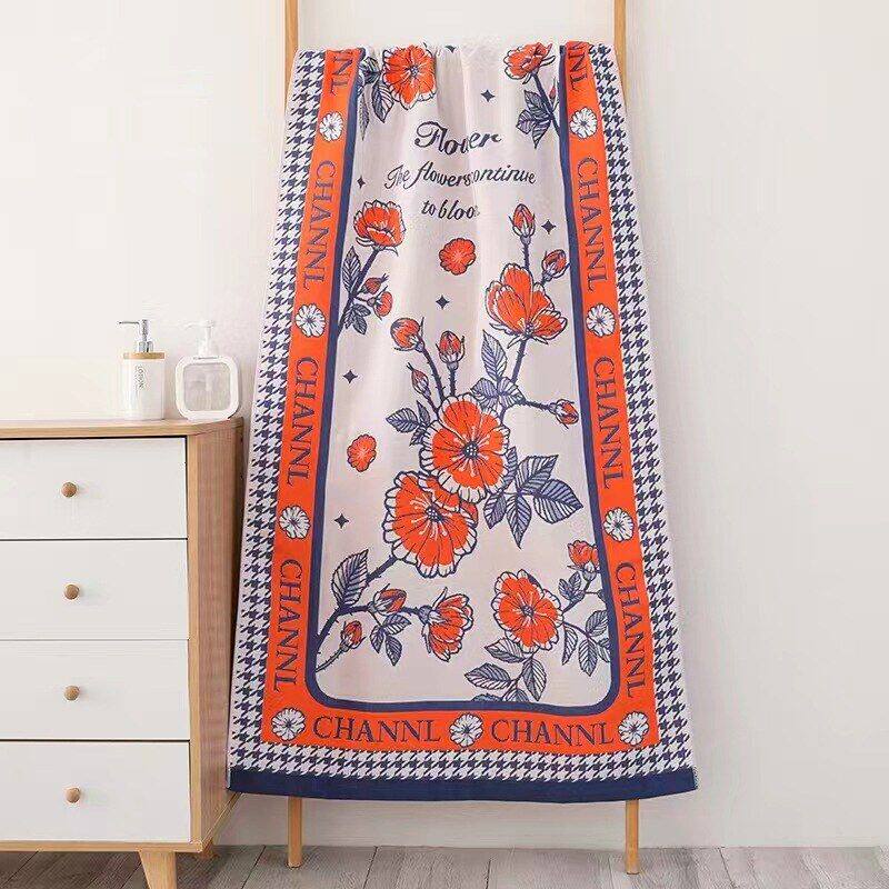 新款国潮花卉卡通浴巾纯棉水洗四层纱布大人儿童超大浴巾80*160cm