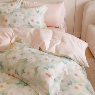 2025爆款新款如梦令红金配色裸盖棉四件套标准号合规2025红金