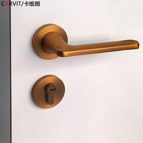 黄古铜色锌合金实心执手全铜锁芯