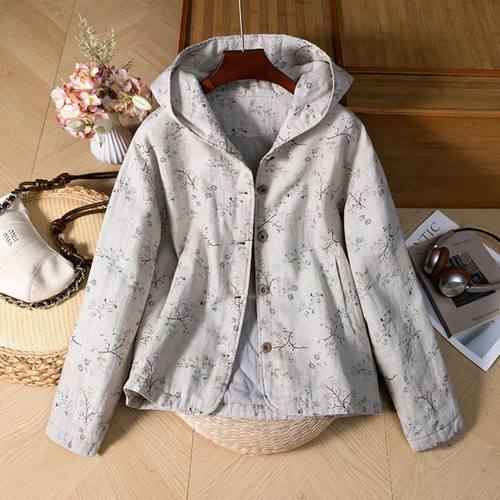 2025新品文艺复古印花棉服百搭文艺夹棉保暖