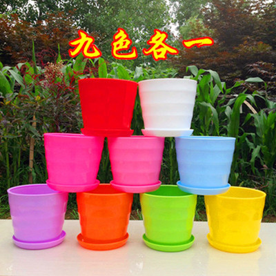 简约风彩色月季加厚圆形多肉花盆
