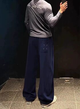 美式hiphop健身裤子男款春季高级感垂感直筒训练运动裤休闲卫裤