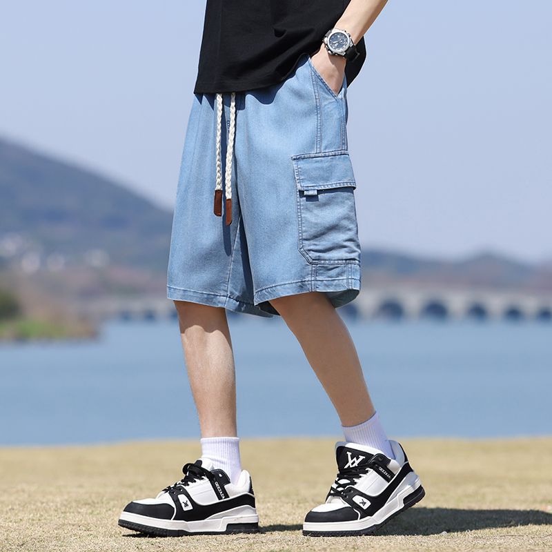 牛仔短裤男夏2026新款宽松休闲水洗阔腿裤显瘦百搭直筒五分中裤子