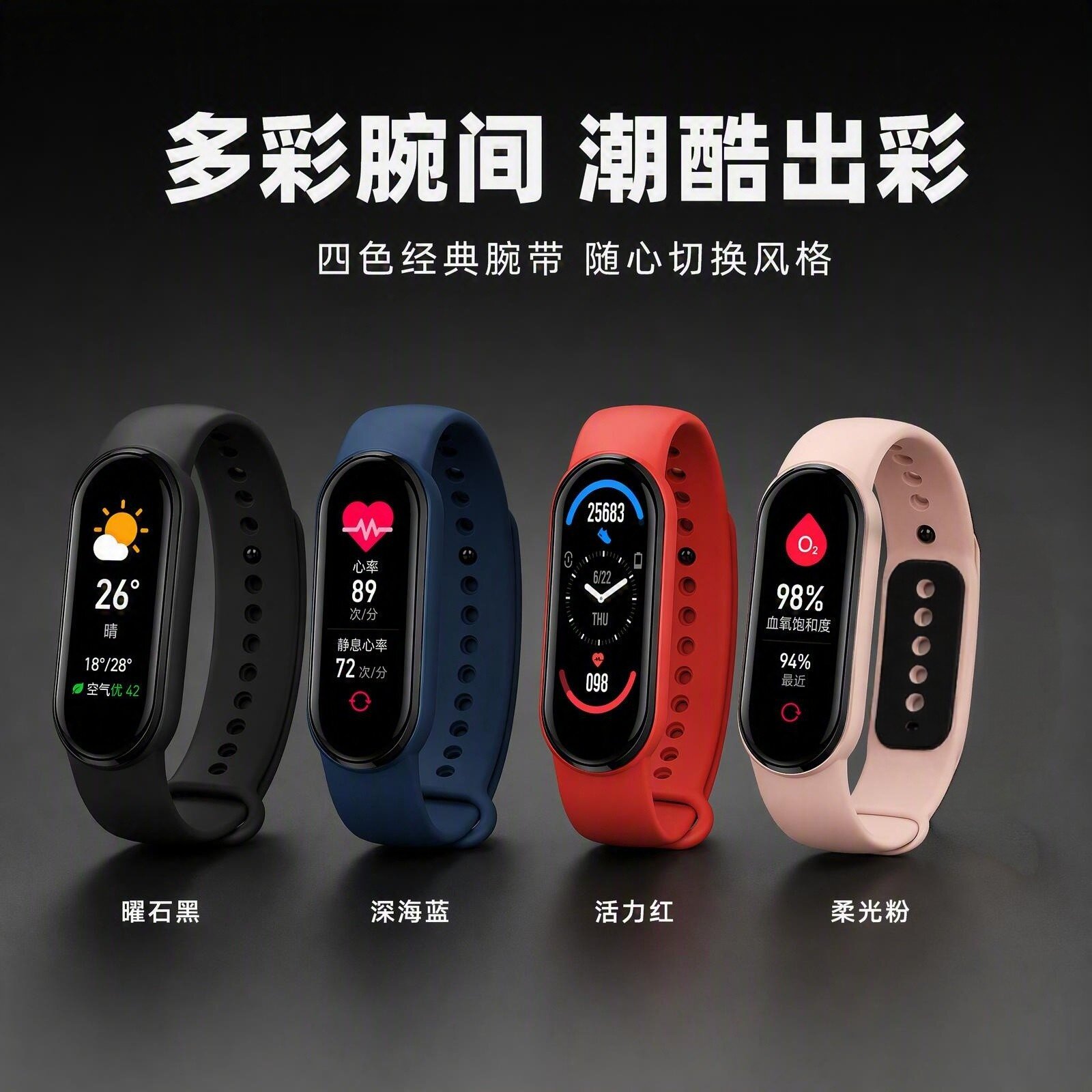 智能锁门禁NFC真心率真计步手环
