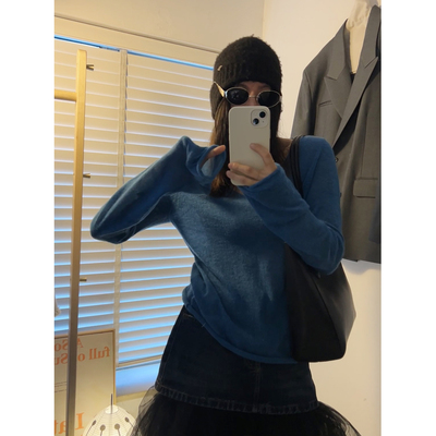 现货 正品韩代东大门秋冬 羊毛混纺松弛感针织衫V领打底衫百搭