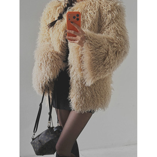 鬼鬼家正品 girl高级贵气感环保毛皮草外套毛毛上衣 韩代东大门冬