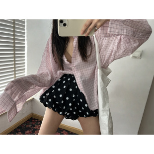 部分现货正品韩代东大门夏波点花苞蕾丝拼接腰头百搭显瘦休闲短裤