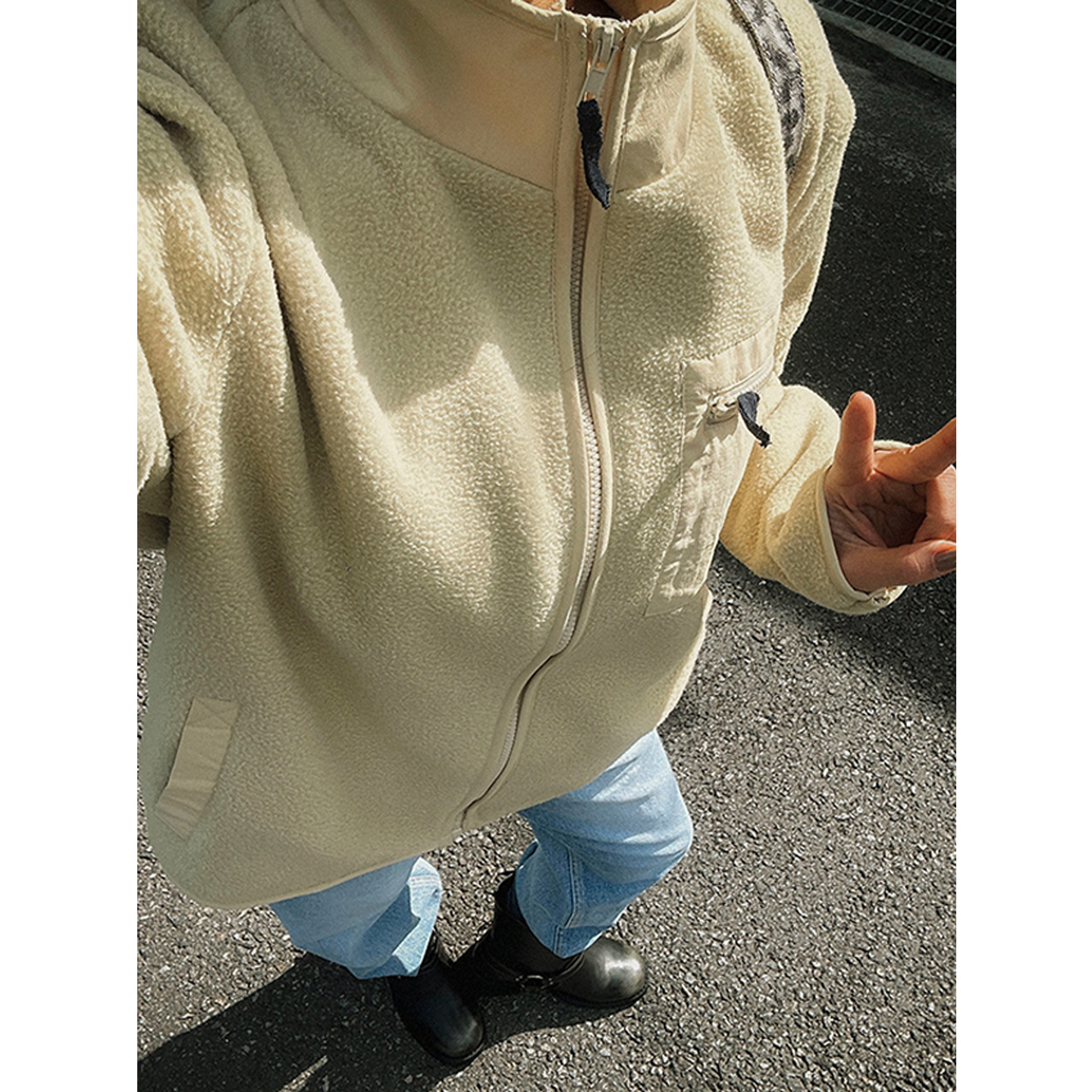 鬼鬼家正品韩代东大门秋冬 柔软舒适抓绒休闲摇粒绒保暖棉衣外套