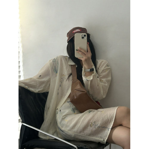 鬼鬼家正品韩代东大门 精致刺绣超美丝感宽松大衬衫半身裙温油系
