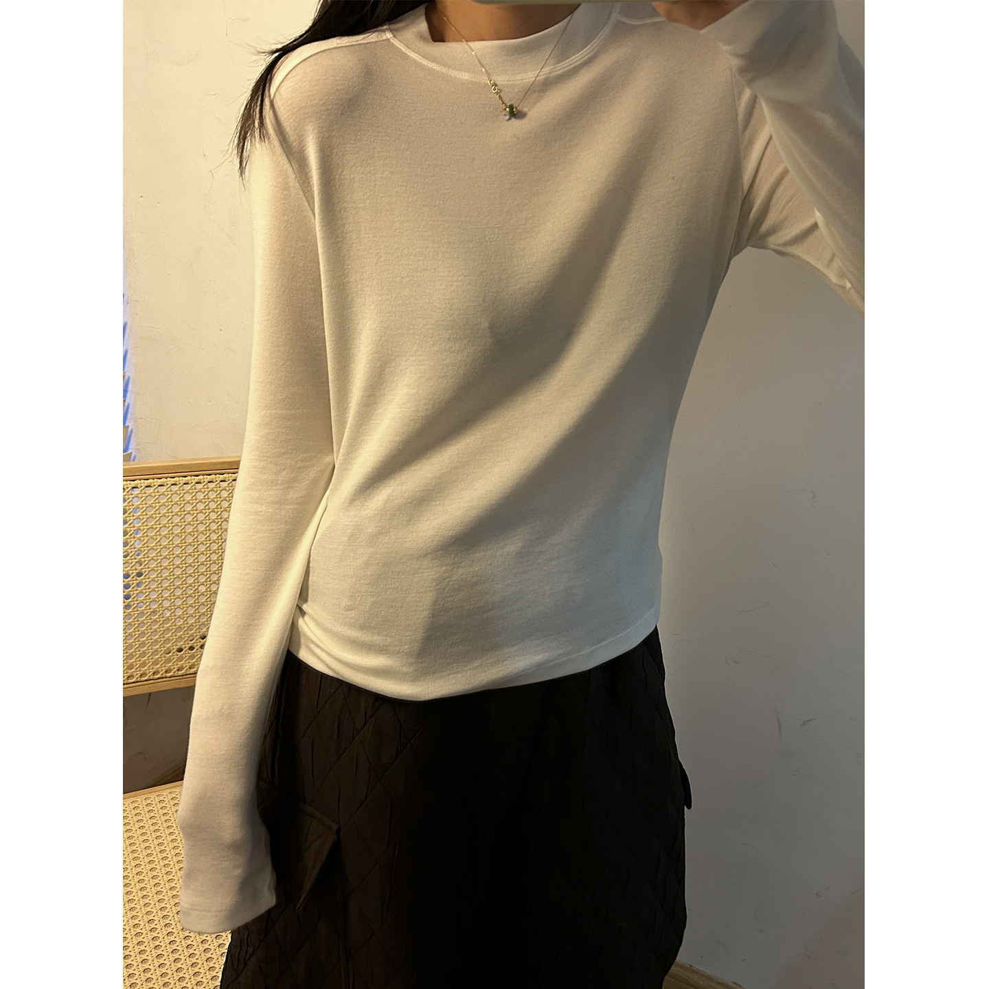 现货 正品韩代东大门 天丝羊毛~柔软舒适弹力简约纯色T恤打底衫