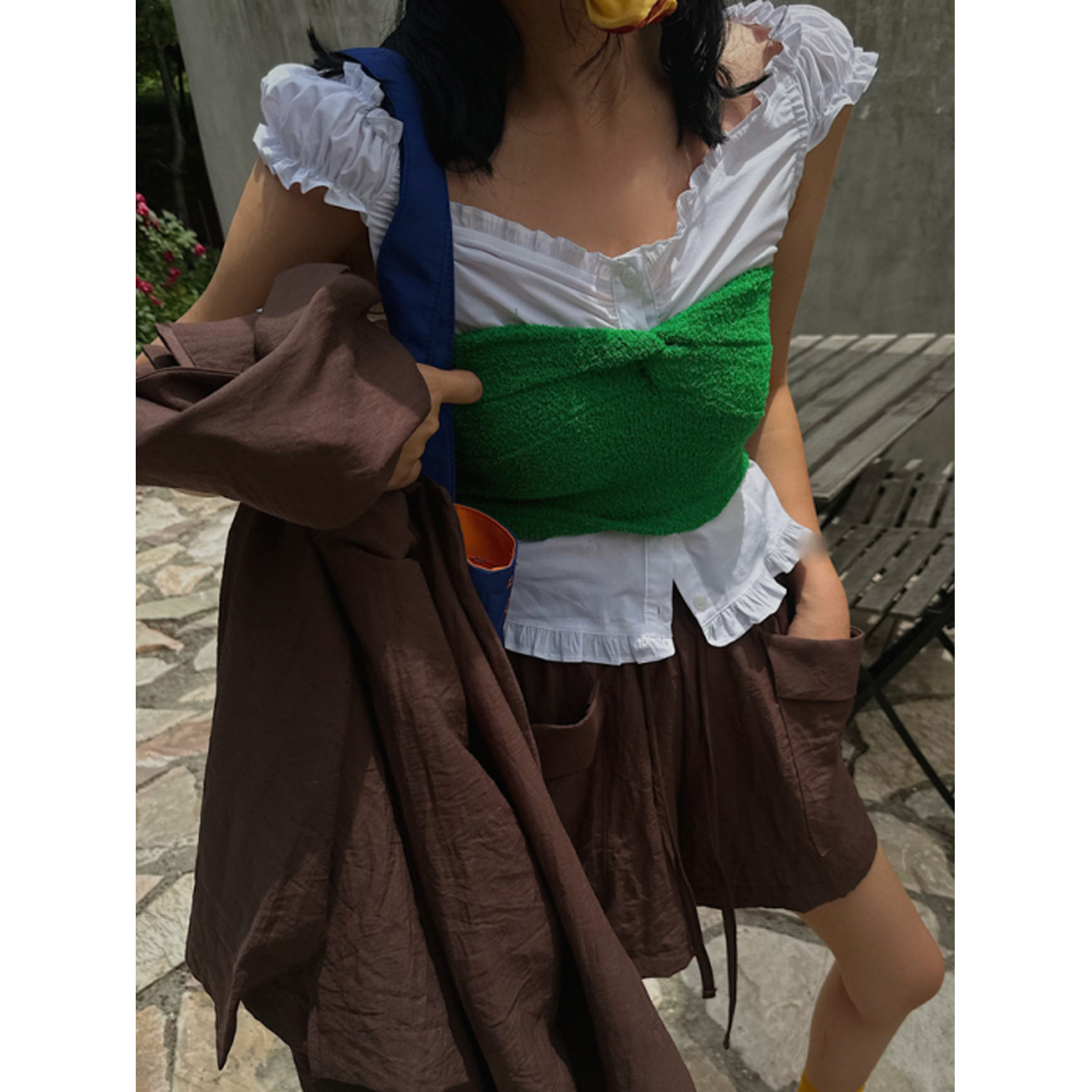 鬼鬼家正品韩代东大门 25夏kanni设计感多色扭结外穿修身抹胸上衣