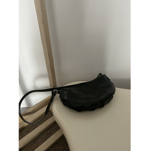 鬼鬼家正品韩代东大门 轻奢油蜡牛皮包腋下斜跨单肩饺子包包高级