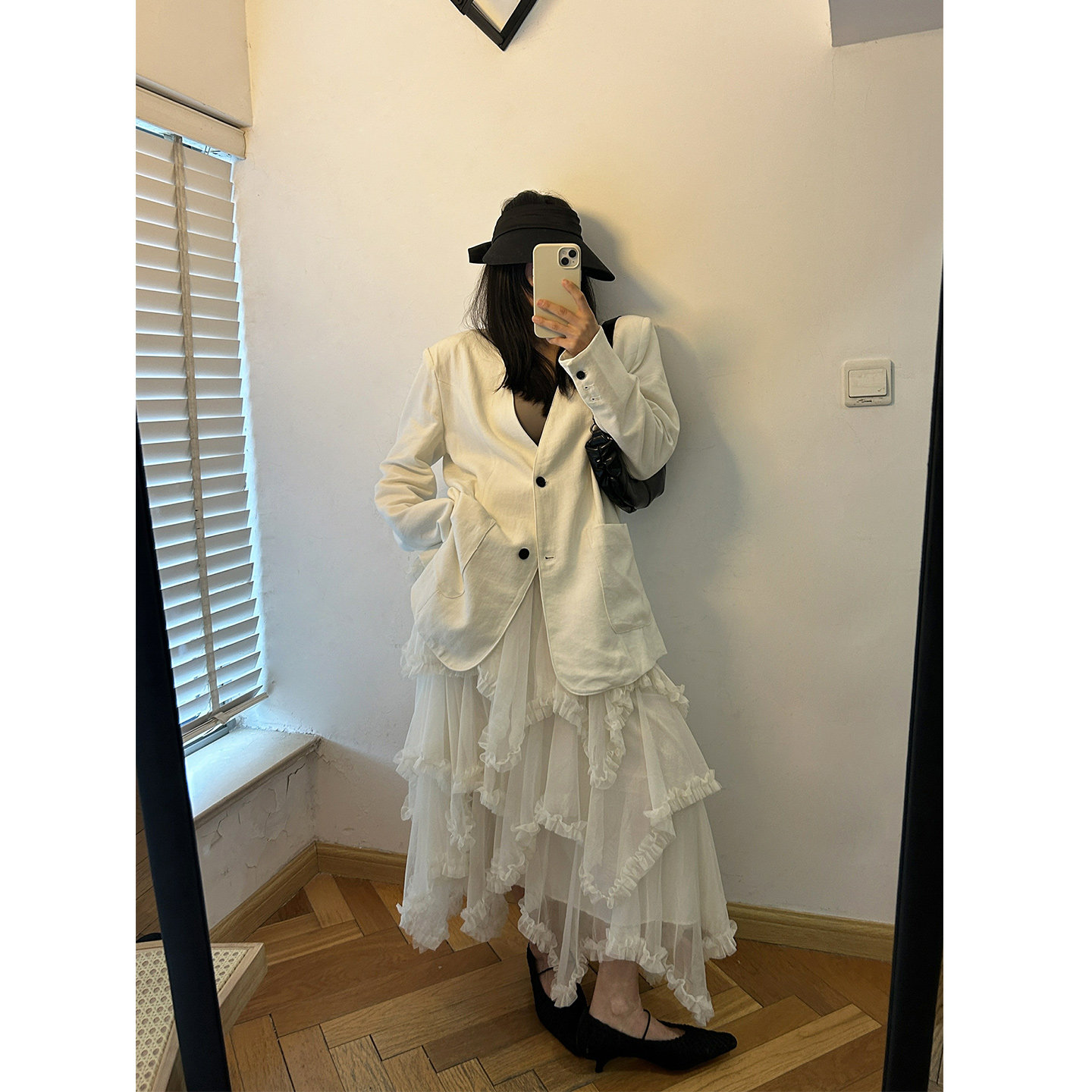 鬼鬼家正品韩代东大门 优雅女神干净调调含腰带垫肩宽松廓形西装