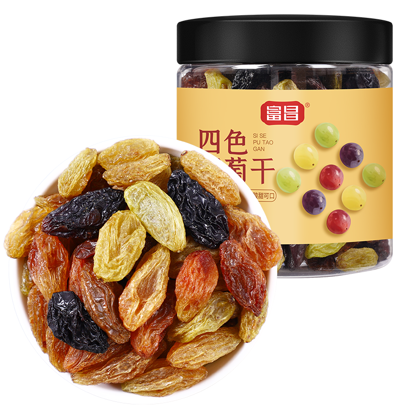 富昌葡萄干200g四色葡萄干多色休闲零食泡水新疆特产葡萄干旗舰店