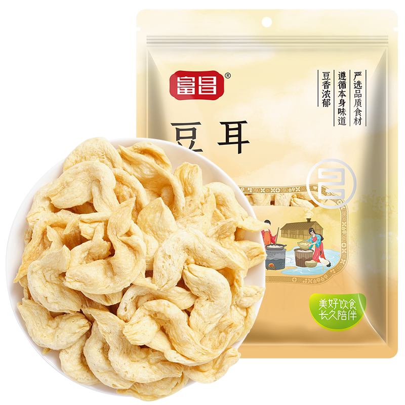 富昌豆耳500g素鸡翅逗结豆制品凉拌腐竹人造肉干货豆制品豆耳豆结图片