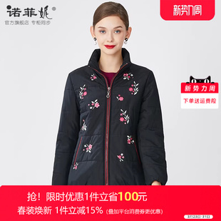 黑色立领保暖棉服外套加厚妈妈百搭棉衣女 新款 品牌中老年女装 冬装