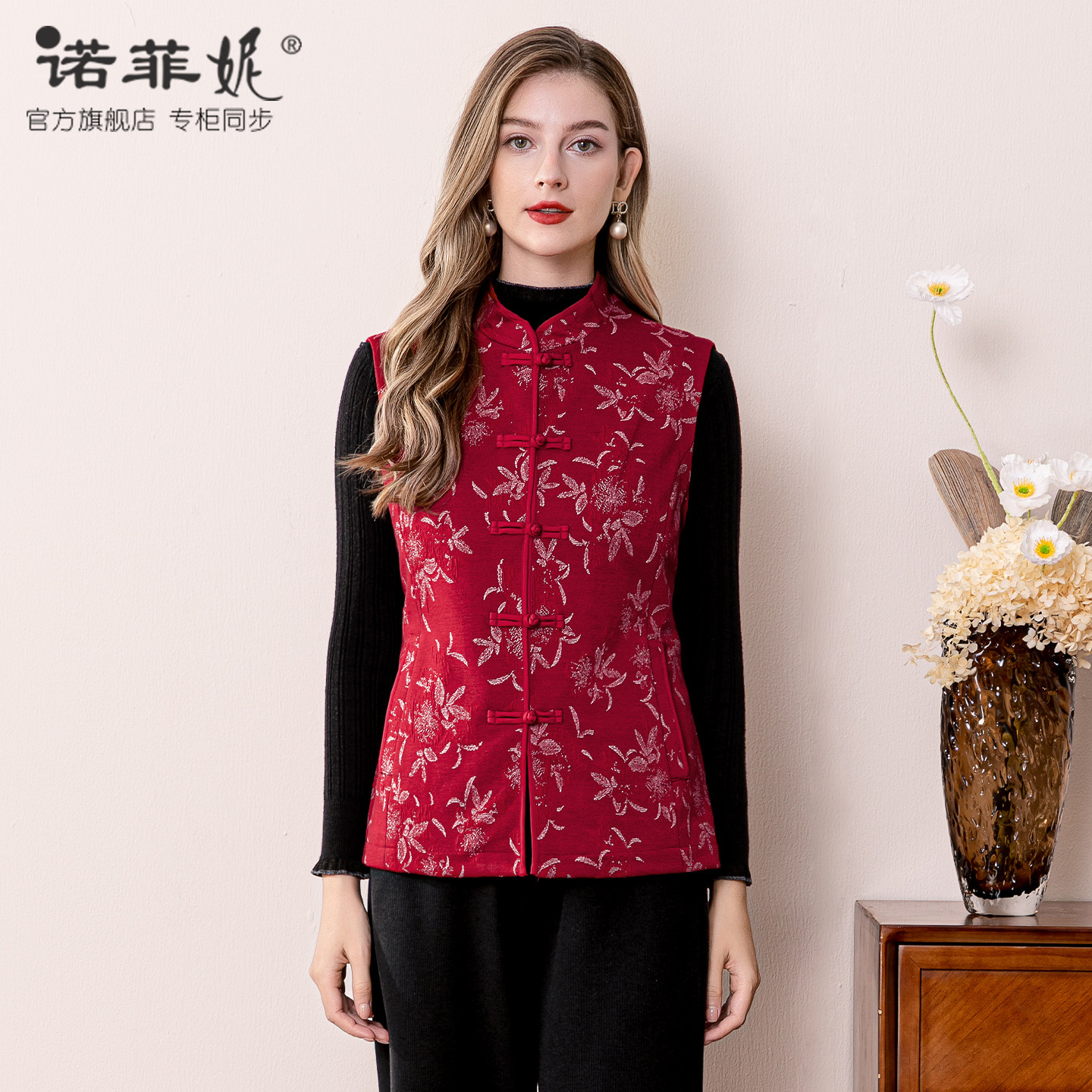 中年女装2026春装新款时尚红色国风马夹50岁妈妈喜庆马甲显瘦上衣