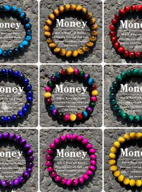 temu希音TK跨境爆款手链虎眼石蓝虎眼红虎眼人造水晶玻璃工厂现货