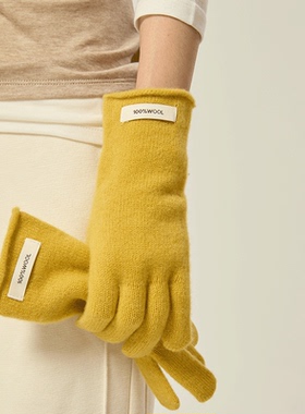 100%纯山羊毛手套女冬季保暖多巴胺针织毛线分指可触屏骑行防寒秋