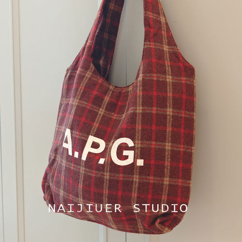 格纹购物袋形慵懒风单根撞色韩版