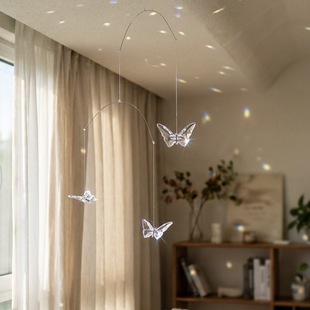 蝶影白月光｜原创情人节蝴蝶风铃阳光捕手平衡吊饰手工diy材料包