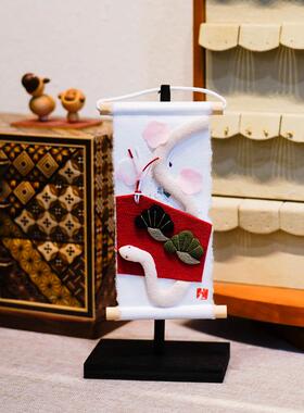 京都新年手工棉质旗帆巳蛇挂饰