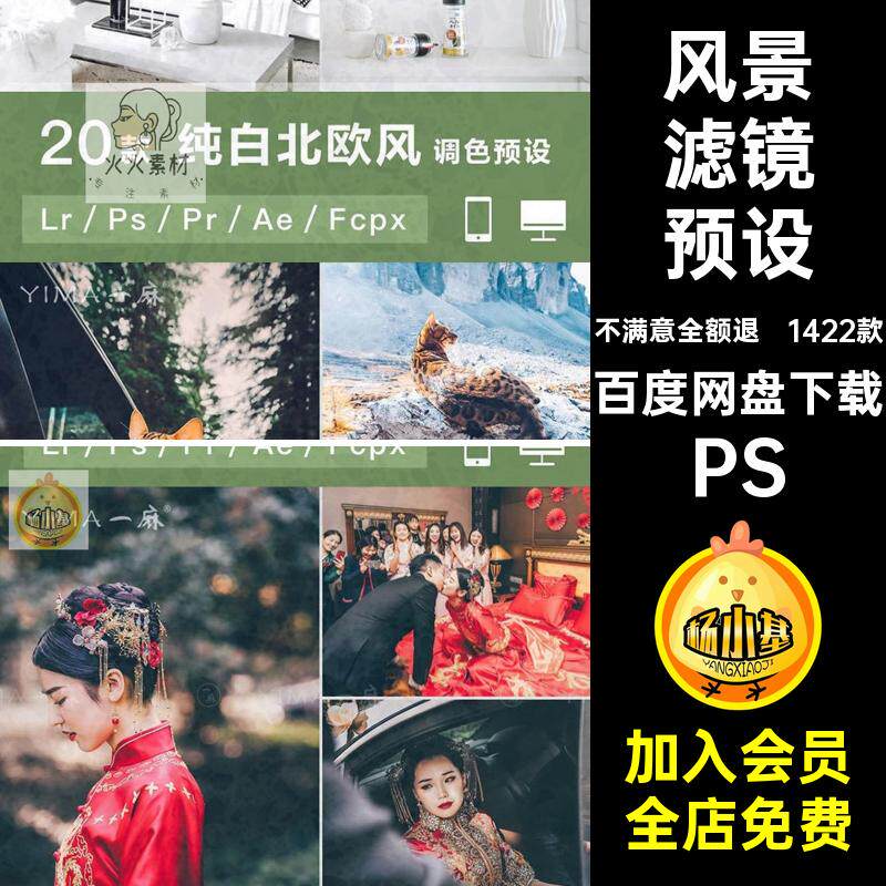 1422款照片滤镜预设人PS包调色平常莫文艺电影清新LR兰迪ins胶片