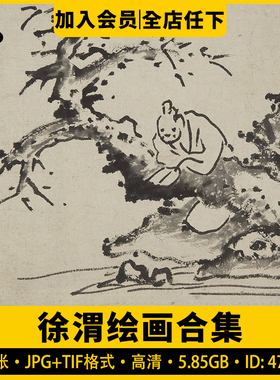 徐渭绘画合集鱼黄水墨高清荷花电子版牡丹葡萄绘画作品蟹杂29张