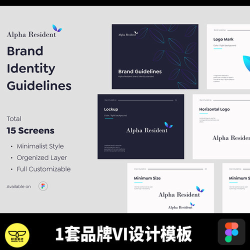 1套大气视觉VI模板系统时尚源文件环保品牌素材FIgma植物识别树叶