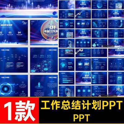 1款年中总结计划PPT科技新年模板感大气工作总结年终风月度汇报