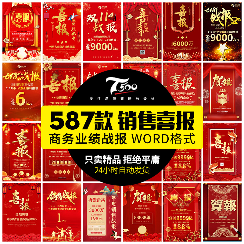 2023企业公司销售业绩word模板高考大捷军令喜报海报PSD设计素材