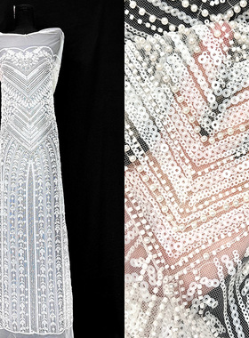 非洲水溶蕾丝绣花布植绒刺绣婚纱礼服蕾丝面料服装礼服花边fabirc