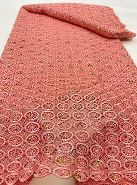 非洲花边水溶蕾丝绣时装裙面料African Guipure Cord Stones Lace
