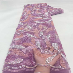 珠管珠片绣泡珠绣蕾丝花边辅料婚纱礼服亮片面料多色重工高端 新款