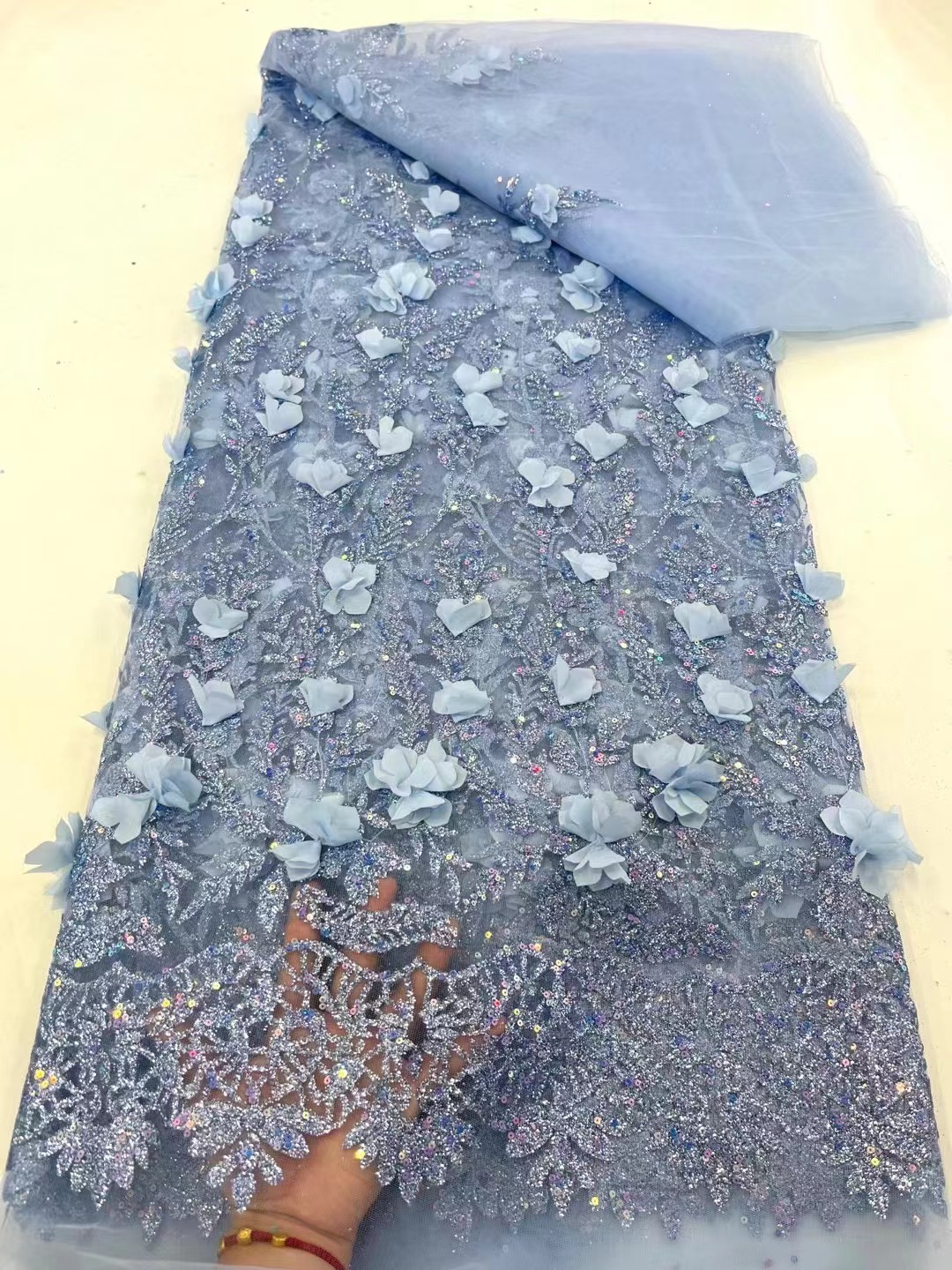 5yards african 亮片洒金lace fabric High end lace dress lace