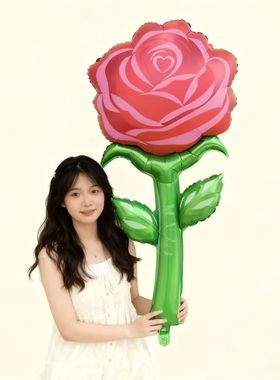 情人节七夕超大玫瑰花表白花束领证拍照道具婚礼装饰浪漫铝膜气球